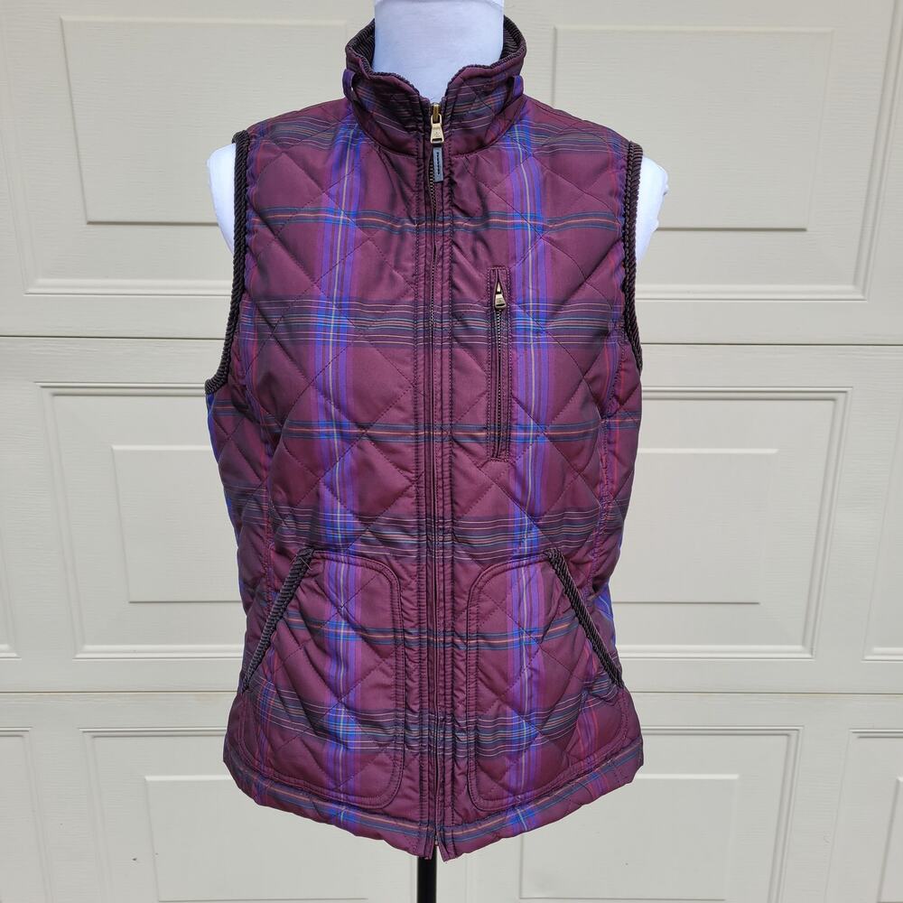 Lauren Ralph Lauren Puffer Vest Quilted Plaid Burgundy Purple size Large - Picture 4 of 14